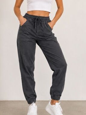 Athleta Washed Charcoal Drawstring Joggers